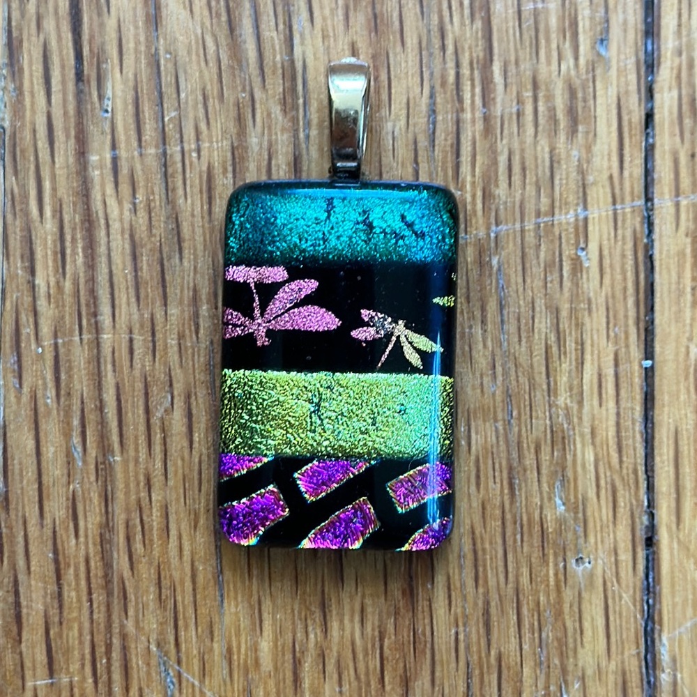 Dichroic Glass Dragonfly Pendant